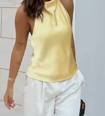 Top Corsé halter de satén