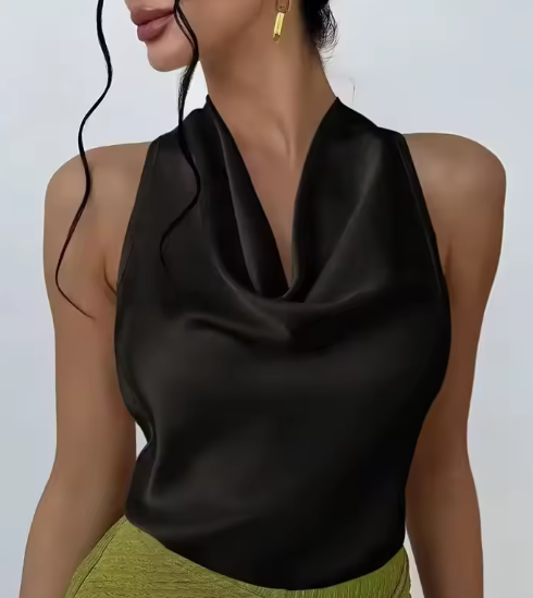 Top Corsé halter de satén